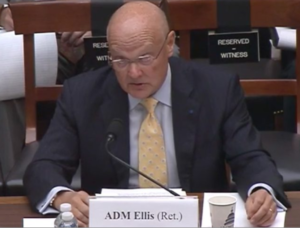 “The threat has outpaced our creation of policy and strategy appropriate to the need,” retired Navy Adm. James Ellis Jr., who led U.S. Strategic Command when it merged with the U.S. Air Force Space Command. told the House Armed Services strategic forces subcommittee. Credit: Space News/HASC video