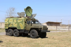 military truck with satcom mounted on top