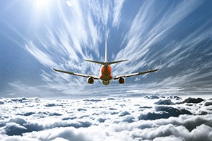 airlplane in clouds