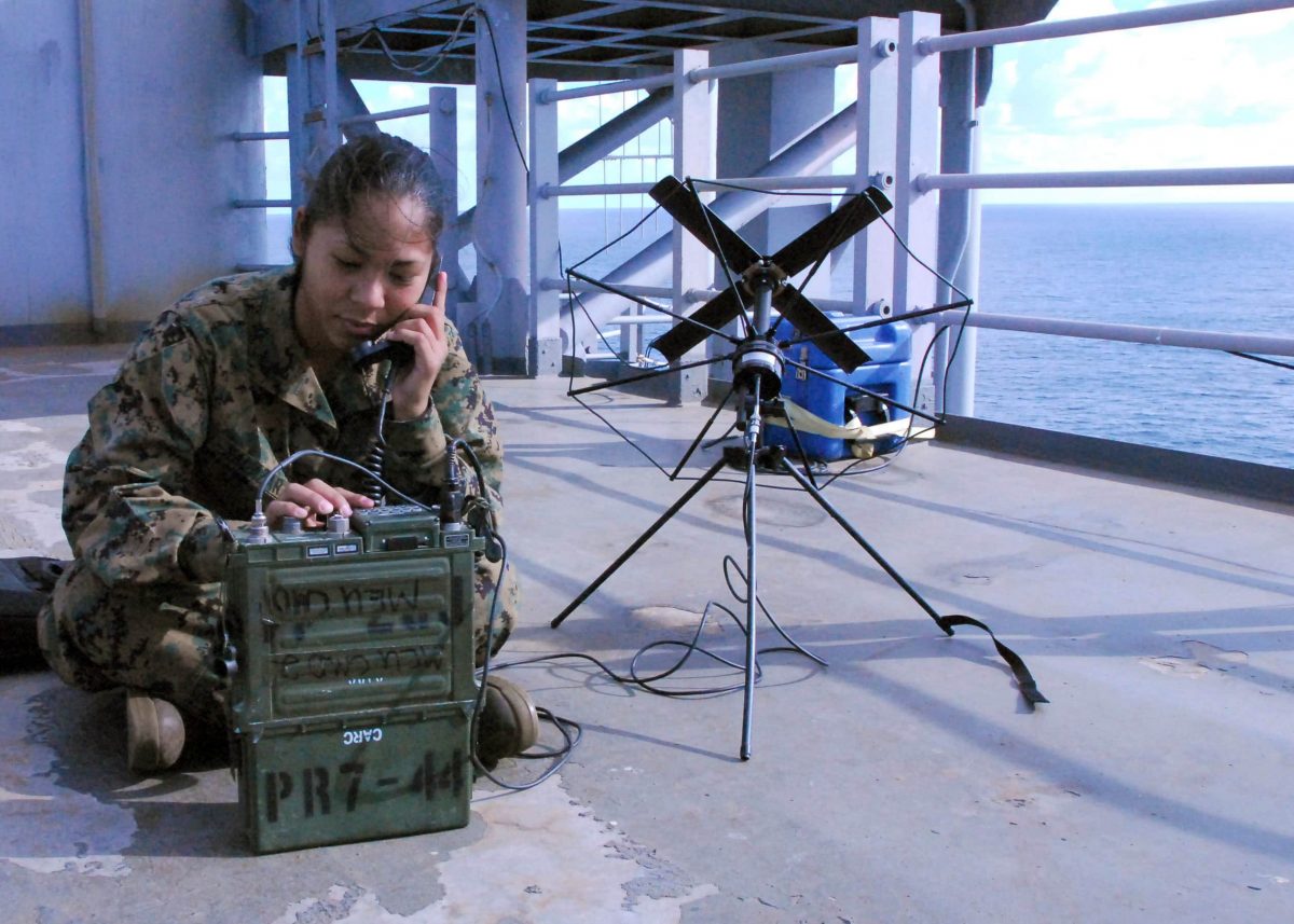 marine using SATCOM