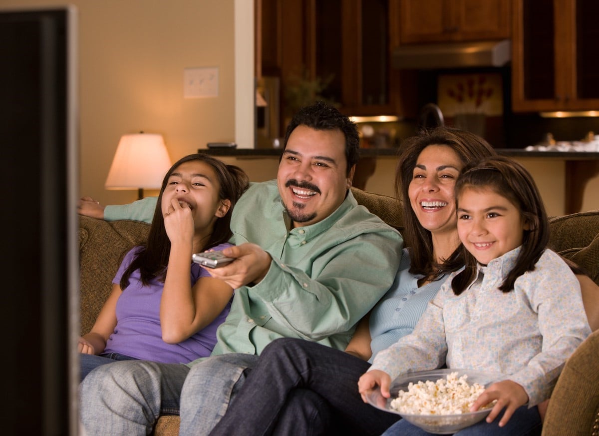 family watching direct tv