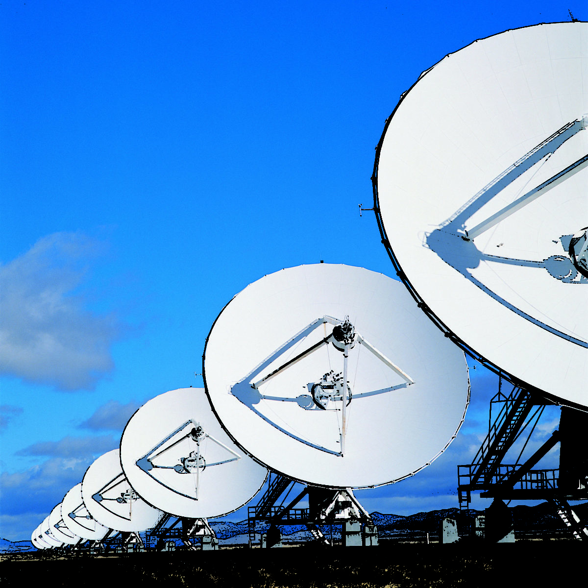 satellite dishes in a row