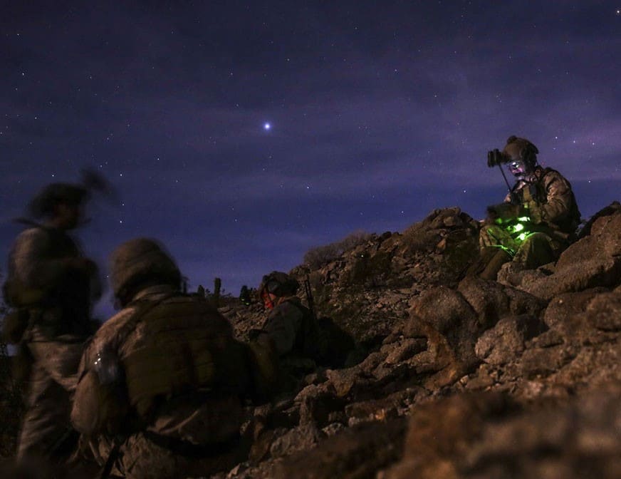nightime terrain with soldier