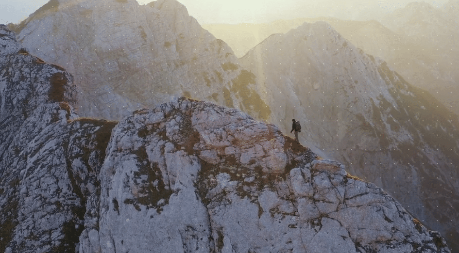 mountain climber in remote area