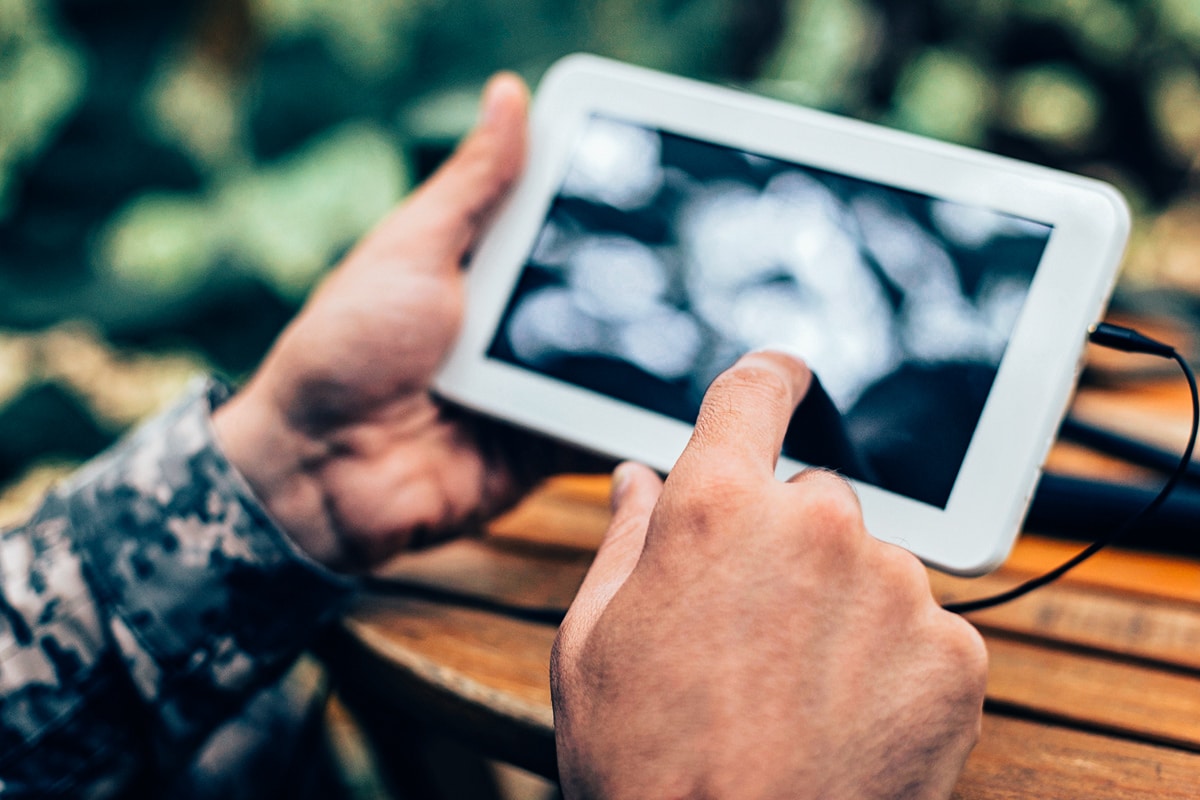 man using tablet