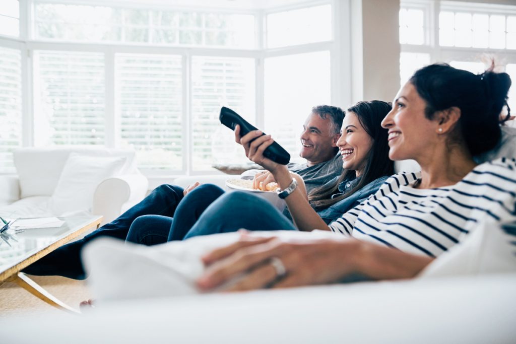 Family watching television