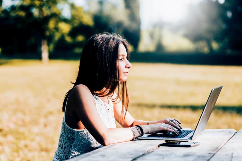 Laptop Woman Park