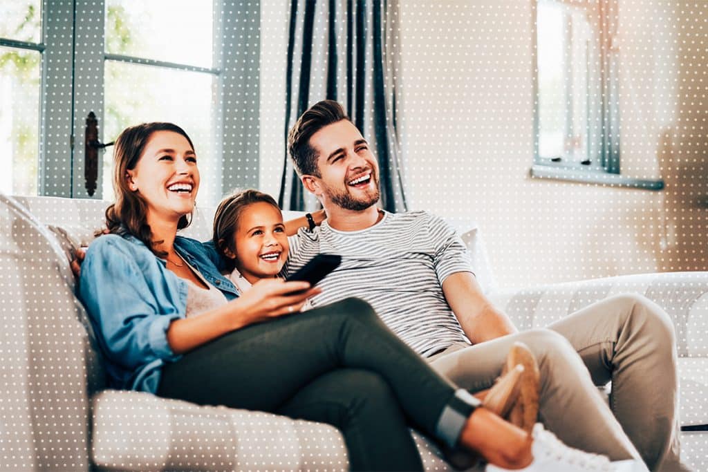 family watching tv