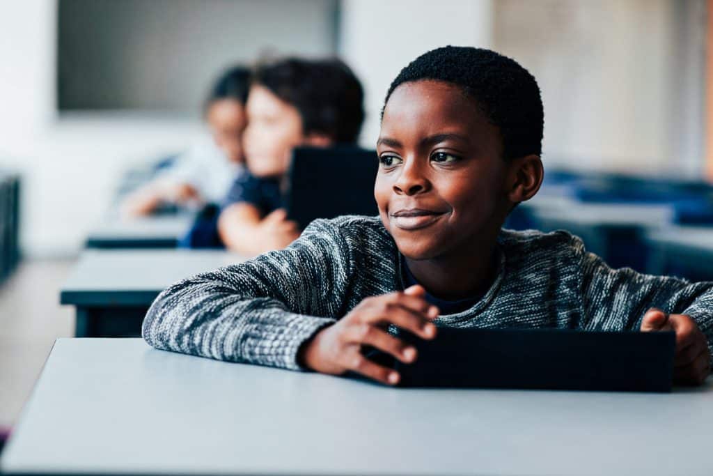 child in Africa in school