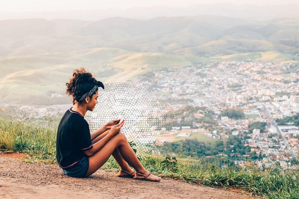 girl using phone in Brazil