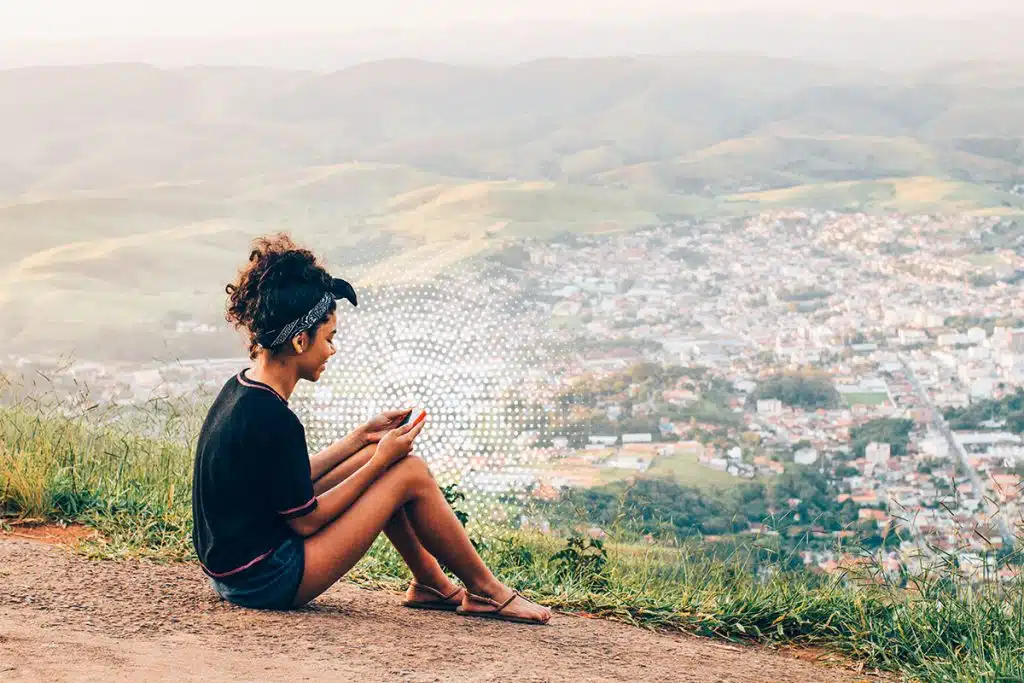 girl using phone in Brazil