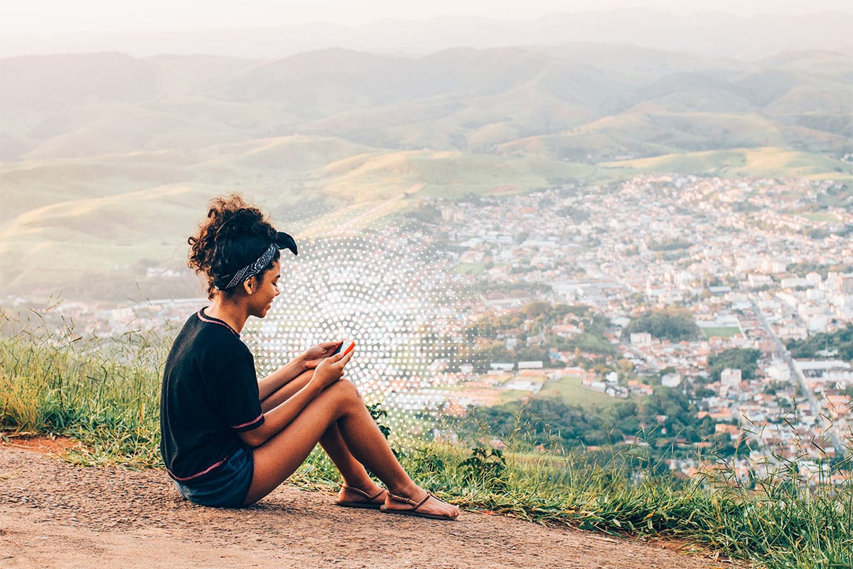 girl using phone in Brazil