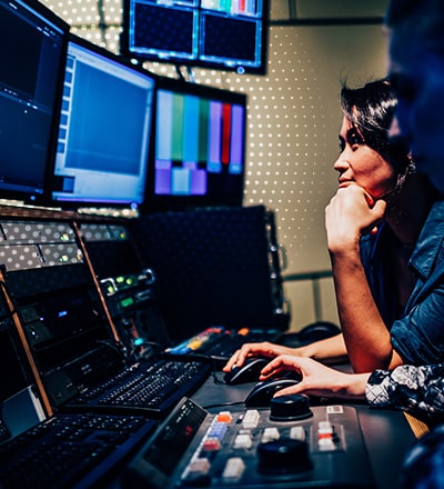 woman looking at computer screen