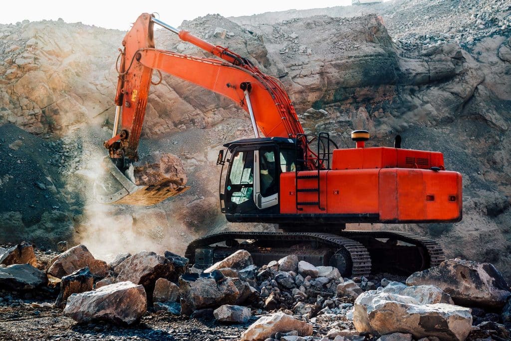 excavator at mining site