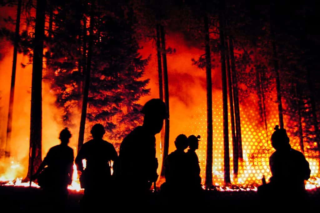 first responders fighting a fire