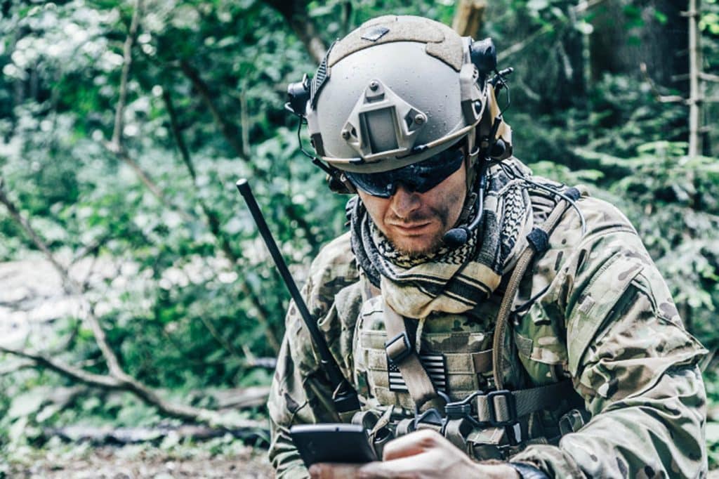 soldier on phone using SaaMS technology
