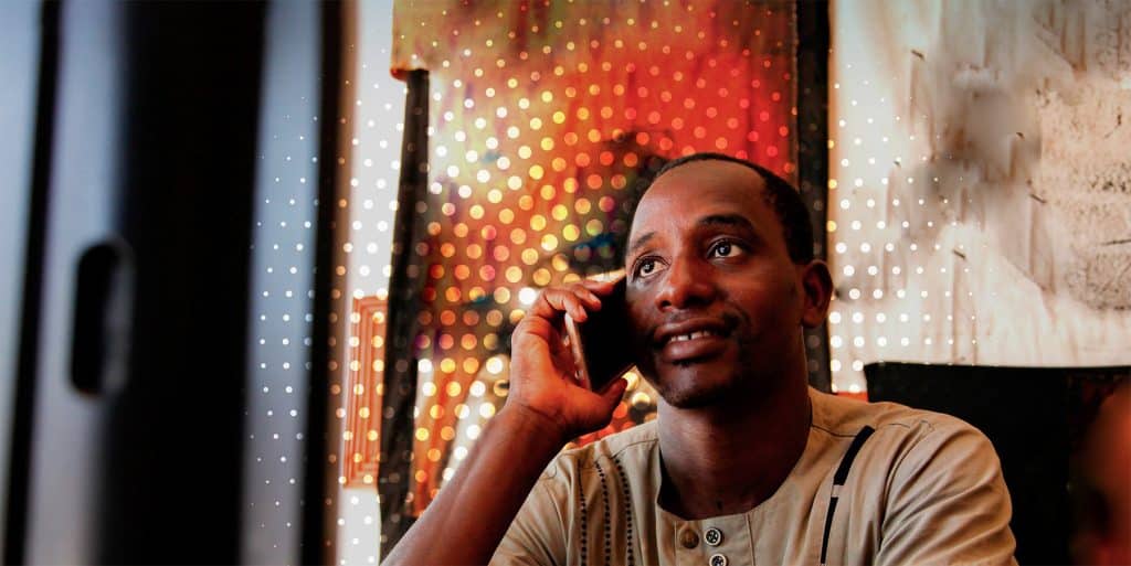man using Orange Mali cellular service