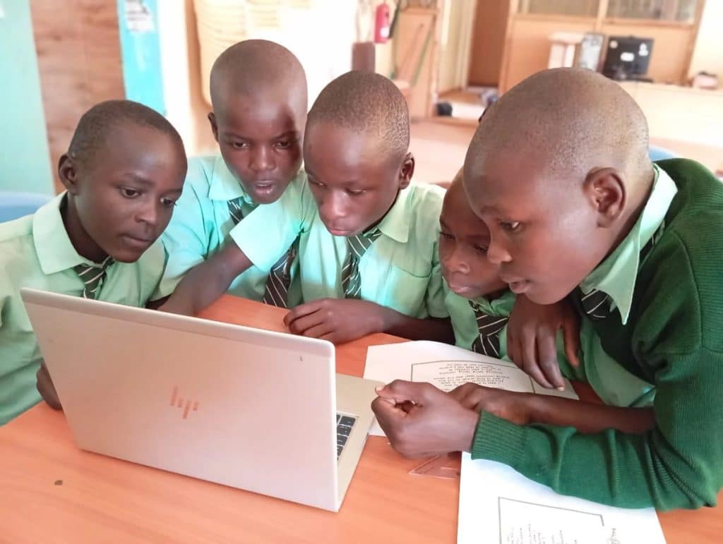 children in Kenya participating in space-based education