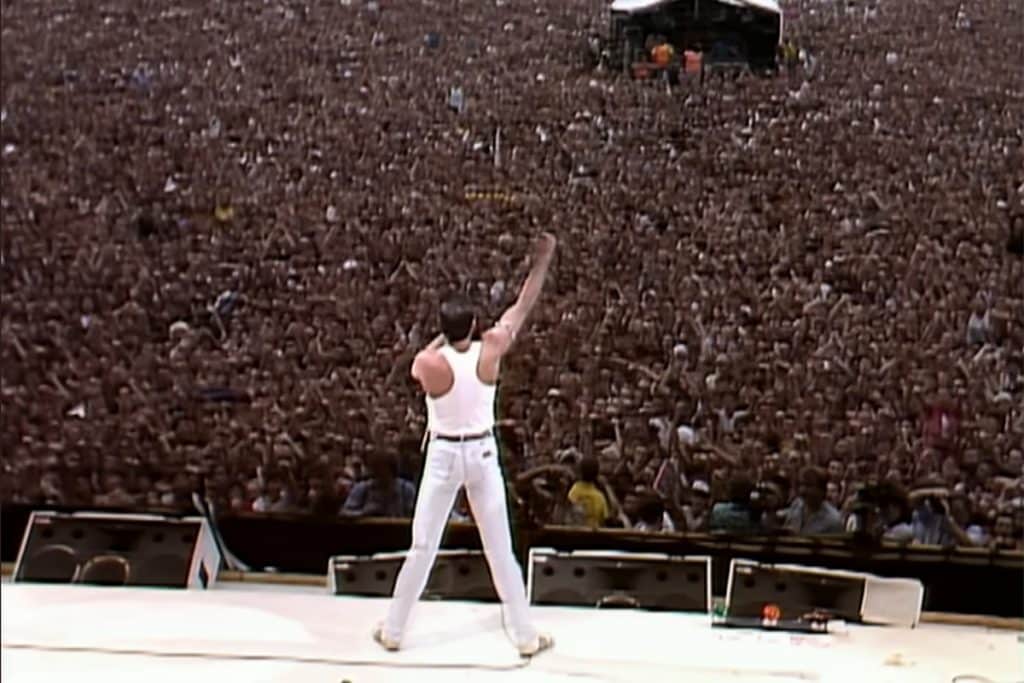 Queen's Freddie Mercury singing at Live Aid