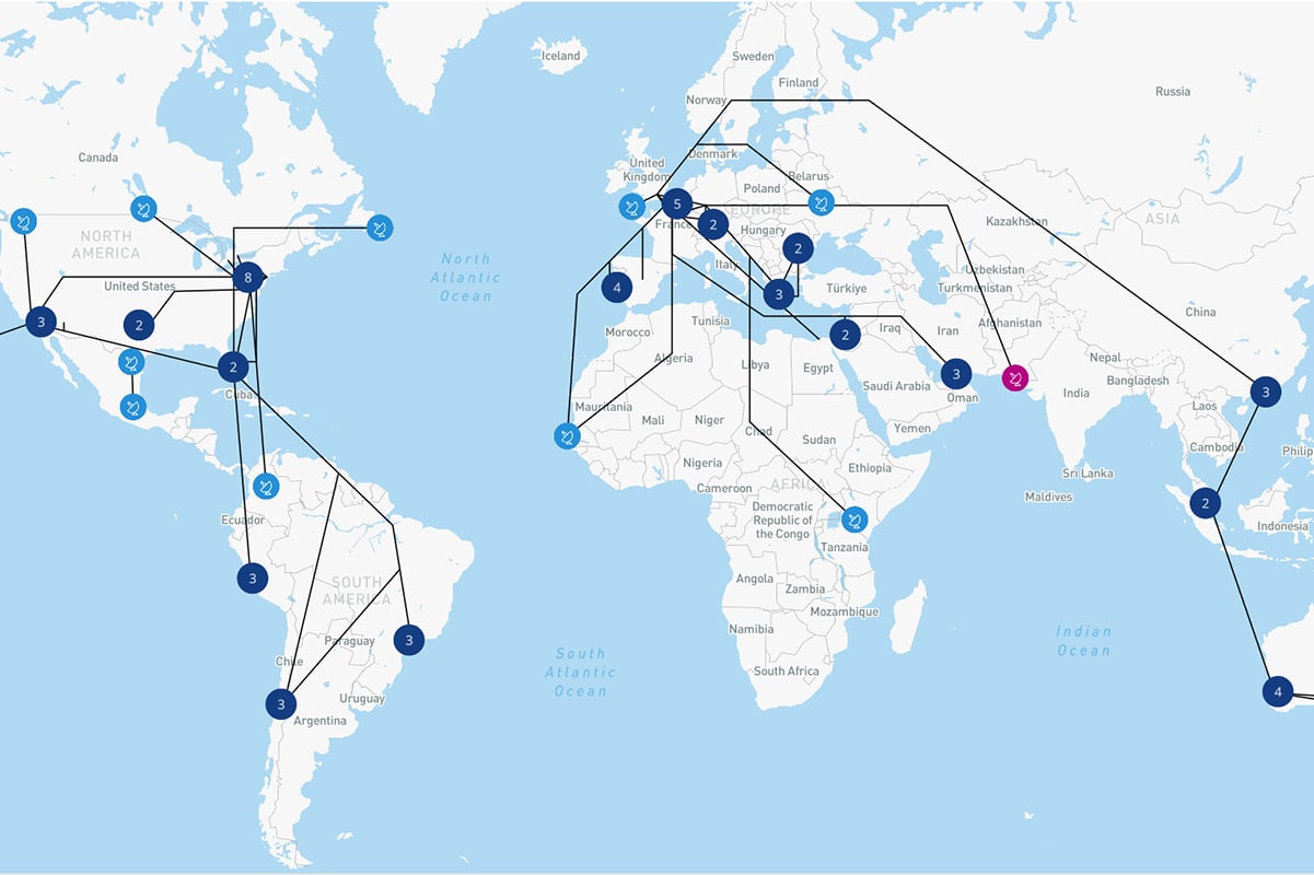 SES ground network map